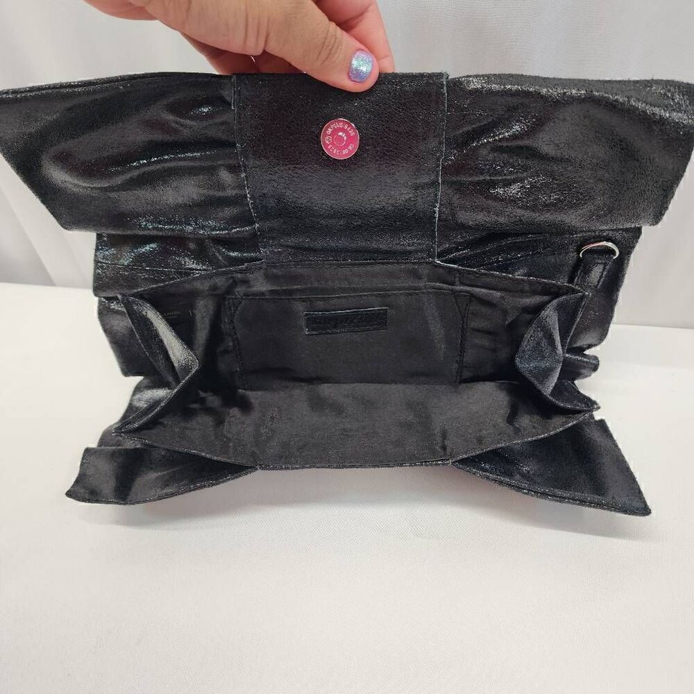 Sorpresa Black Soft Leather Bow Clutch Vintage Y2K - Picture 3 of 6